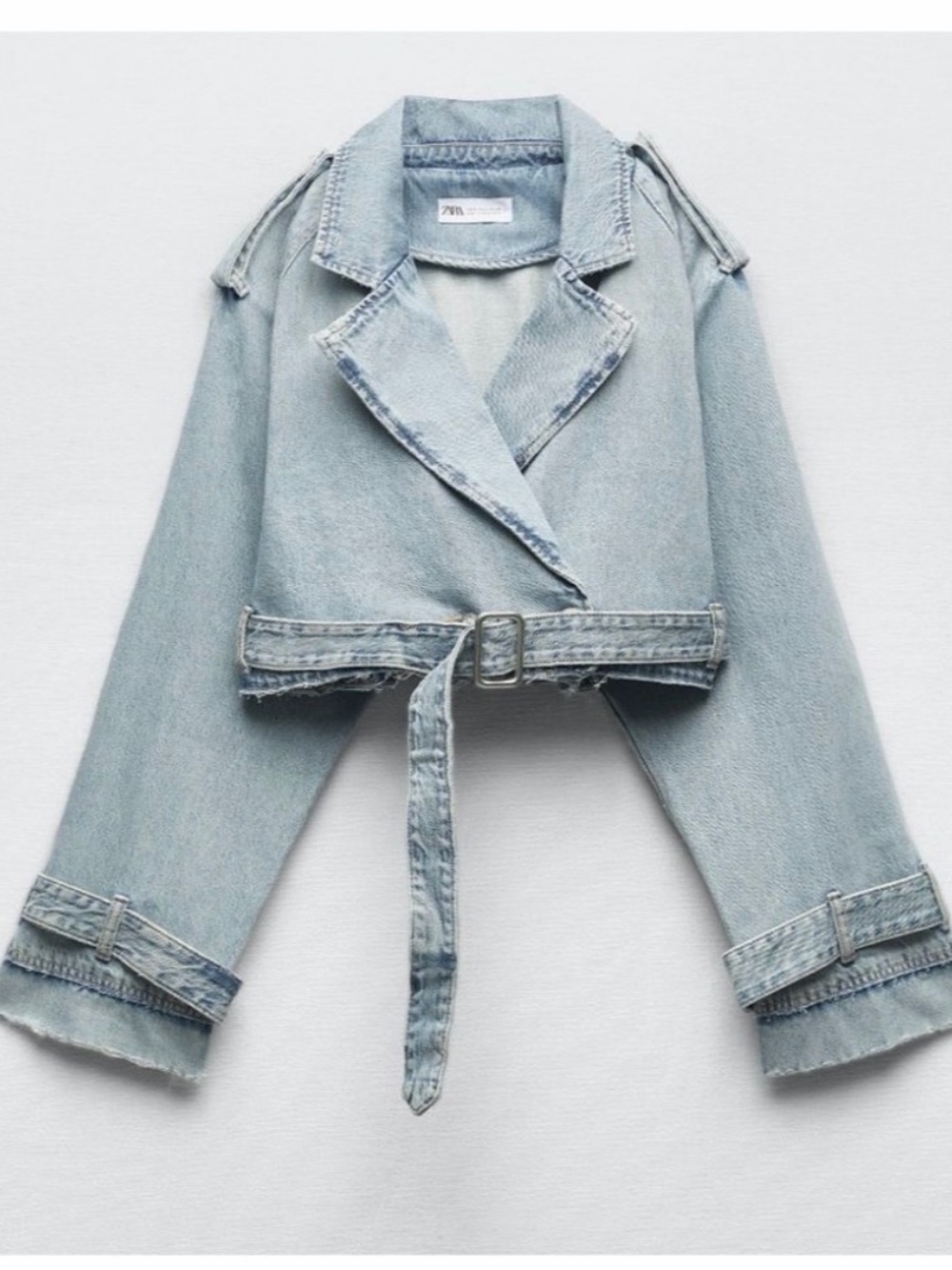 ZARA Cropped Denim Trench Jacket